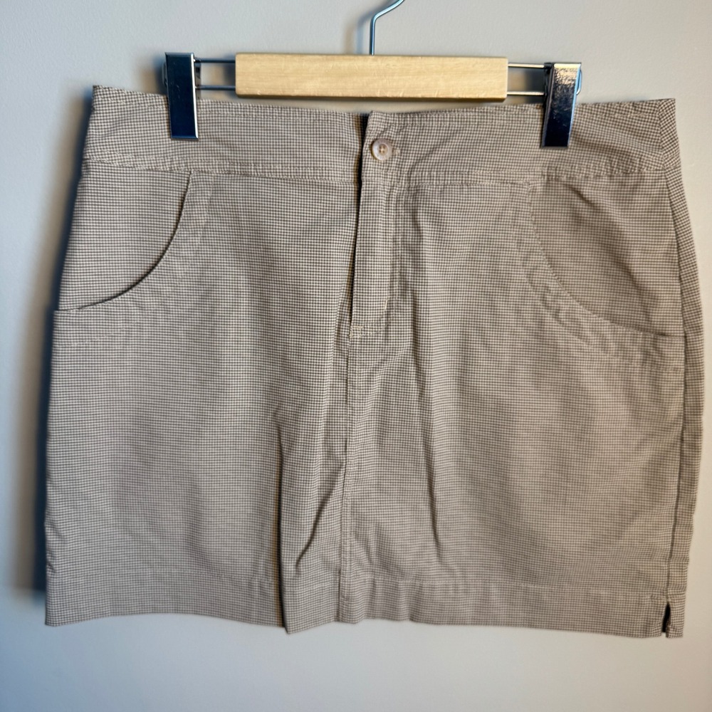 Avia Gingham Check Athletic Skort Golf Tennis Skirt Beige‎ Tan Medium Pickleball